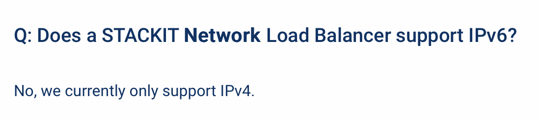 Load Balancer without IPv6 support