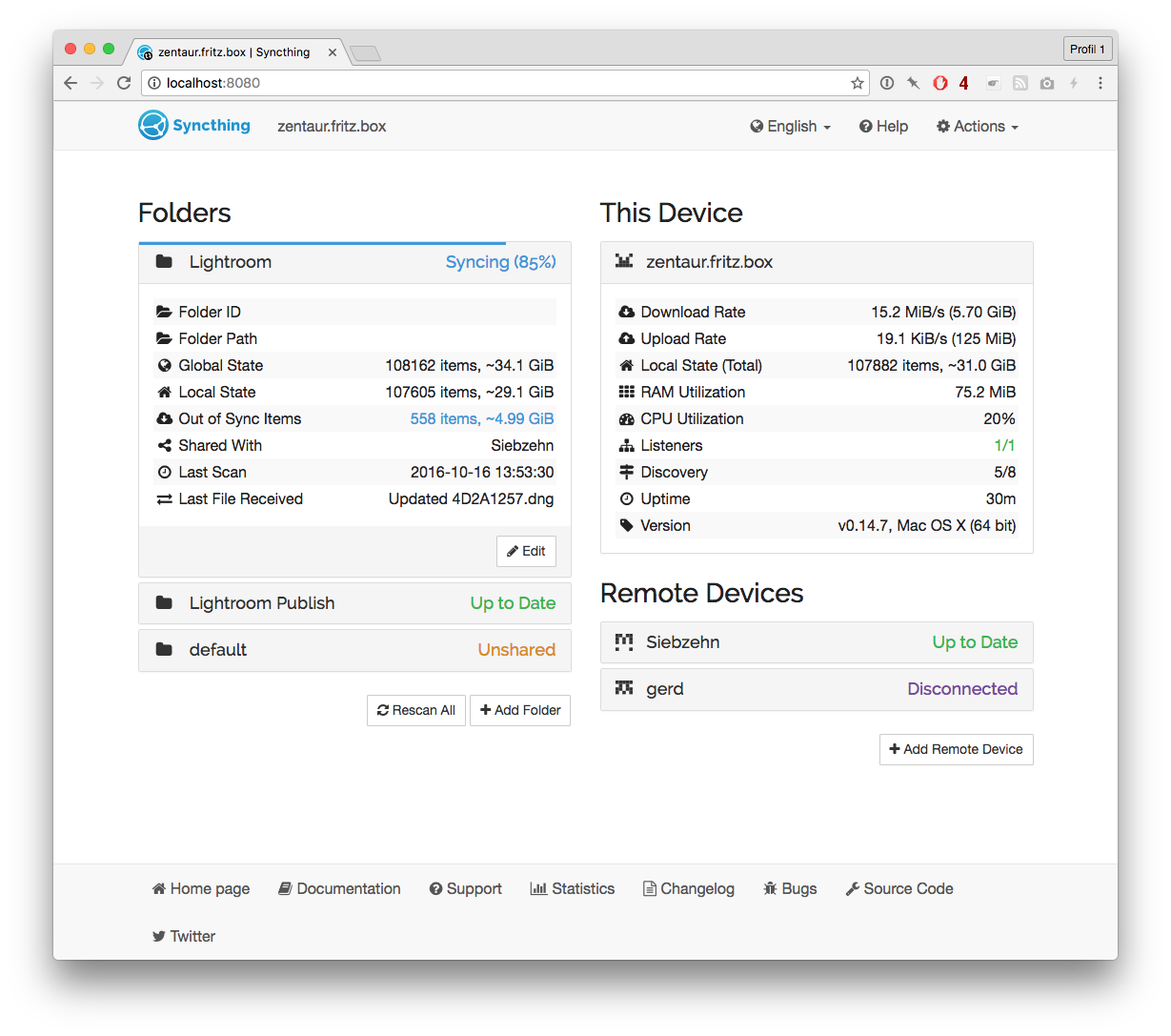 Syncthing Dashboard